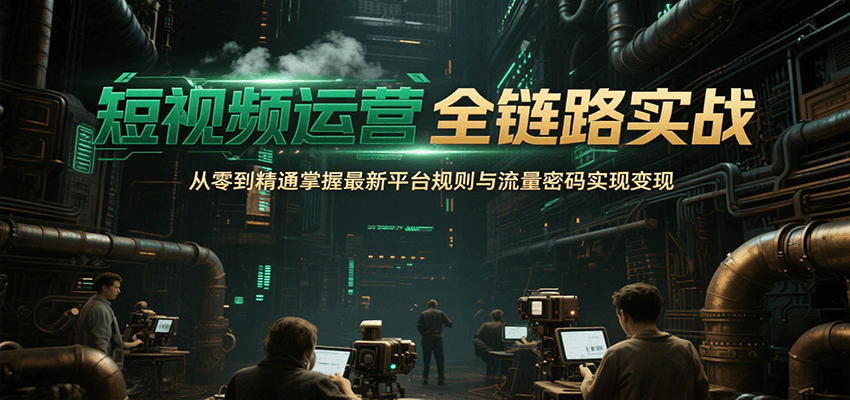 短视频运营全链路实战，从零到精通掌握最新平台规则与流量密码实现变现-赚客网赚