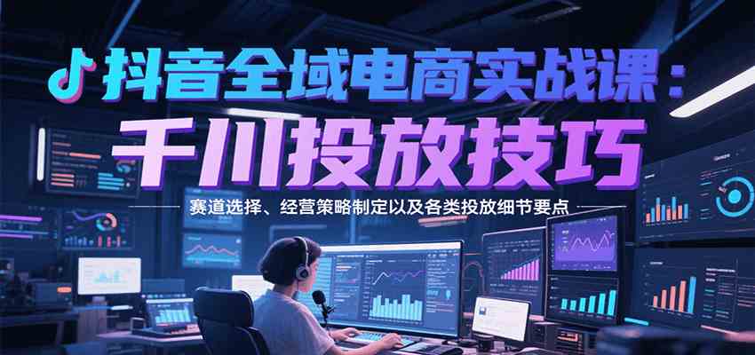 抖音全域电商实战，千川投放技巧，赛道选择、经营策略制定以及各类投放细节要点-赚客网赚