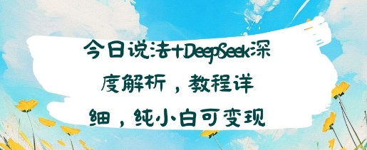今日说法+DeepSeek深度解析，教程详细，纯小白可变现-赚客网赚