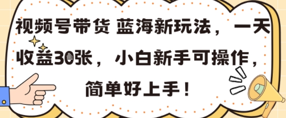 视频号带货蓝海新玩法，一天收益3张，小白新手可操作，简单好上手!-赚客网赚