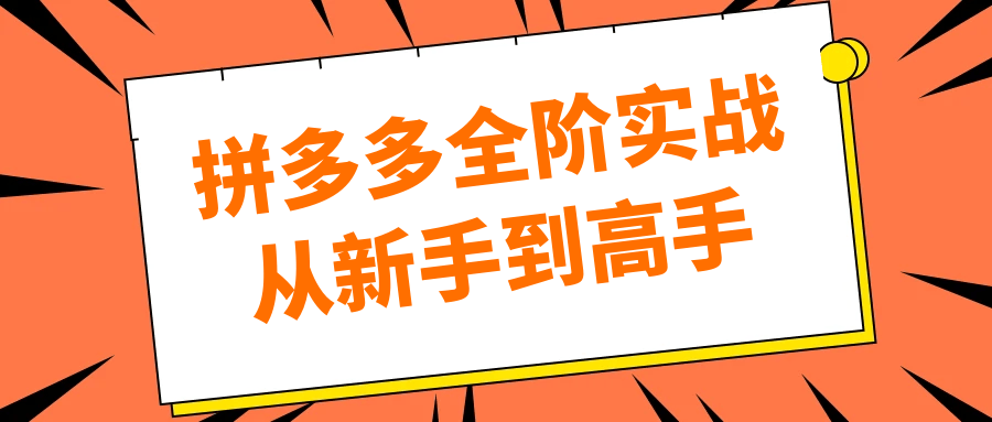 拼多多全阶实战从新手到高手-赚客网赚
