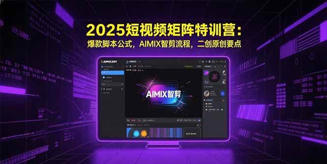 （15475期）2025短视频矩阵特训营：爆款脚本公式，AIMIX智剪流程，二创原创要点-赚客网赚