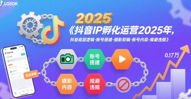 抖音IP孵化运营2025年，抖音底层逻辑-账号搭建-摄影剪辑-账号内容-规避违规-赚客网赚
