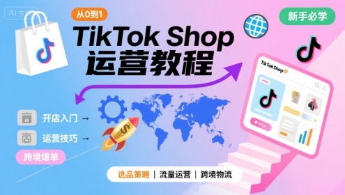 TikTok Shop从0到1运营教程,TikTok跨境电商新手必学课程-赚客网赚