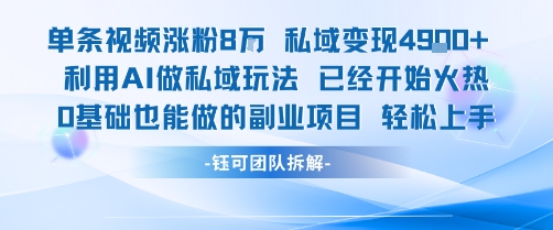 单条视频私域变现4.9k+利用AI做私域玩法 已经开始火热0基础也能做的副业项目轻松上手-赚客网赚