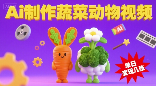 用Ai制作蔬菜动物视频，流量非常好，单日变现几张-赚客网赚