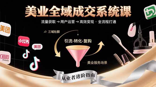 （15650期）美业全域成交系统课程：帮助美业从业者打通从流量获取到高效变现全流程-赚客网赚