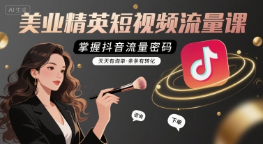 美业精英短视频流量课，掌握抖音流量密码，天天有询单，条条有转化-赚客网赚