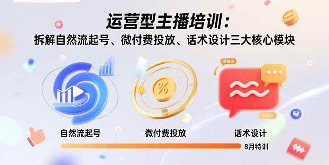 （15654期）运营型主播培训：拆解自然流起号、微付费投放、话术设计三大核心模块-8月-赚客网赚