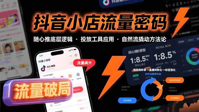 （15680期）抖音小店流量密码，随心推底层逻辑，投放工具应用，自然流撬动核心方法论-赚客网赚