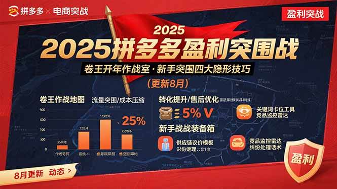 （15687期）2025拼多多盈利突围战：卷王开年作战室，新手突围四大隐形技巧(更新8月)-赚客网赚