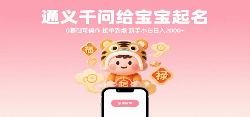 通义千问给宝宝起名 0基础可操作 接单到爆 新手小白日入2000+-赚客网赚