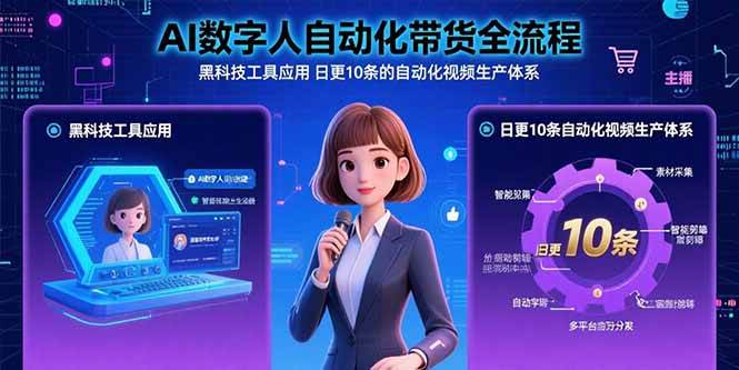 （15699期）AI数字人自动化带货全流程：黑科技工具应用 日更10条的自动化视频生产体系-赚客网赚