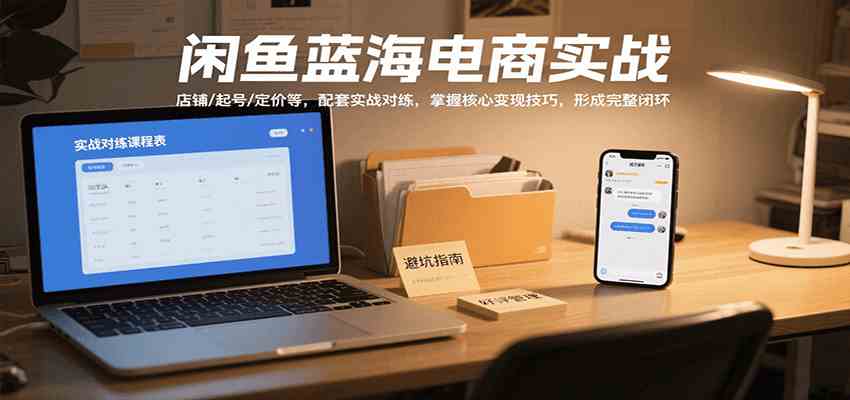 闲鱼蓝海电商实战，涵盖店铺、起号、定价等，配套实战对练，掌握核心变现技巧-赚客网赚