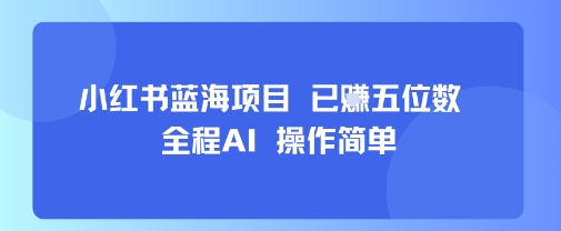 小红书蓝海项目，全程AI，操作简单，已挣五位数-赚客网赚