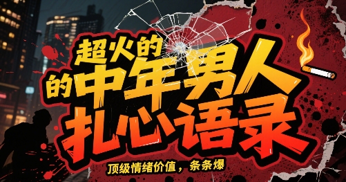 超火的中年男人扎心语录，顶级情绪价值，条条爆，AI操作简单-赚客网赚
