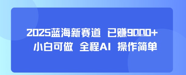 2025蓝海新赛道 已挣9k+ 小白可做 全程AI 操作简单-赚客网赚
