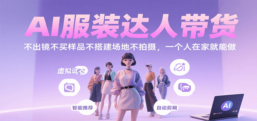 AI服装达人带货，不出镜不买样品不搭建场地不拍摄，一个人在家就能做-赚客网赚