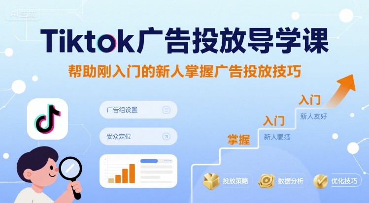 Tiktok广告投放导学课，帮助刚入门的新人掌握广告投放技巧-赚客网赚
