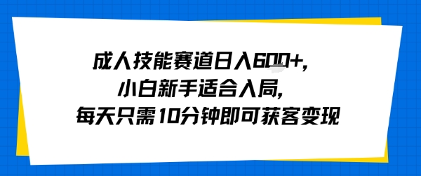 成人技能赛道日入多张，小白新手适合入局，每天只需10分钟即可获客变现-赚客网赚