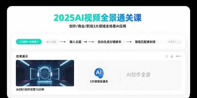 （15762期）2025AI视频全景通关课：涵盖创作/商业/职场3大领域 掌握AI全场景应用-赚客网赚
