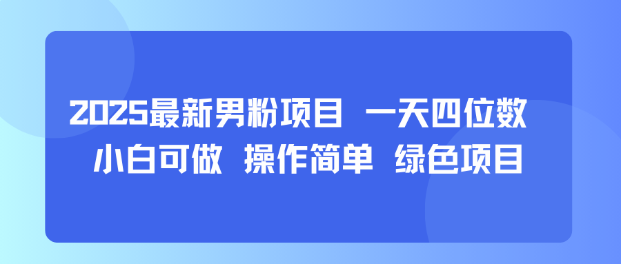 2025最新男粉项目 一天四位数 小白可做 操作简单 绿色项目-赚客网赚