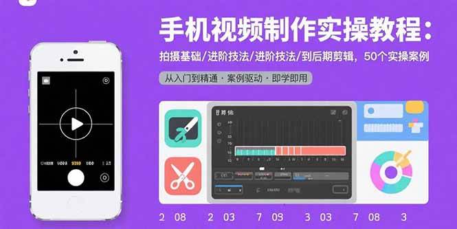 （15789期）手机视频制作实操教程：拍摄基础/进阶技法/到后期剪辑，50个实操案例-赚客网赚