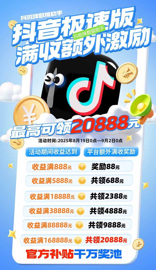 （15800期）抖音极速版拉新，平台大力扶持，每单15元，万播转化无上限，平台额外满…-赚客网赚
