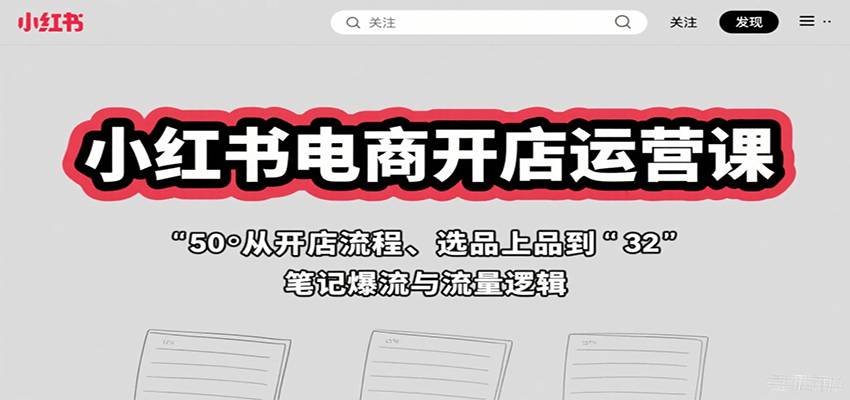 小红书电商开店运营课:从开店流程、选品上品到笔记爆流与流量逻辑-赚客网赚