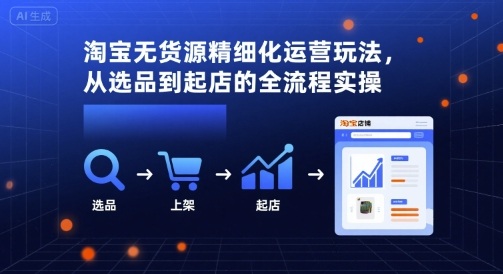 淘宝无货源精细化运营玩法，从选品到起店的全流程实操-赚客网赚