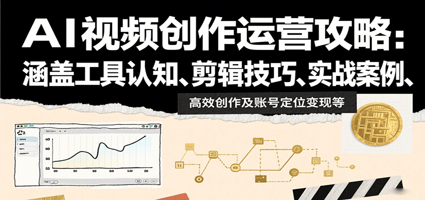 AI视频创作运营攻略:涵盖工具认知、剪辑技巧、实战案例、高效创作及账号定位变现等-赚客网赚