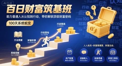 百日财富筑基班，助力普通人从认知到行动，带你解锁顶级财富密码-赚客网赚