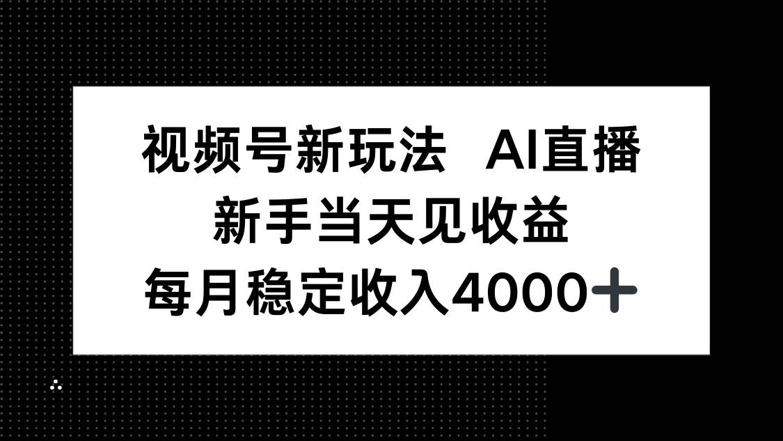 （16080期）视频号新玩法AI直播，新手小白当天见收益，月入4000+-赚客网赚