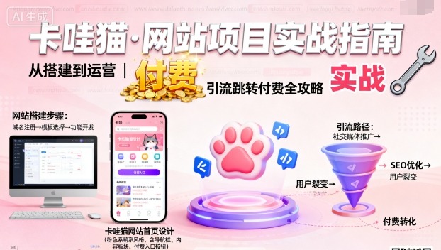 卡哇猫·网站项目，网站搭建与运营以及引流跳转付费-赚客网赚