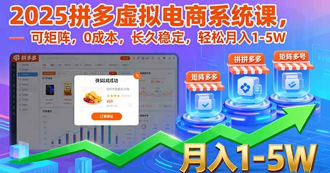 （16088期）2025拼多多虚拟电商系统课，可矩阵，0成本，长久稳定，轻松月入1-5W-赚客网赚