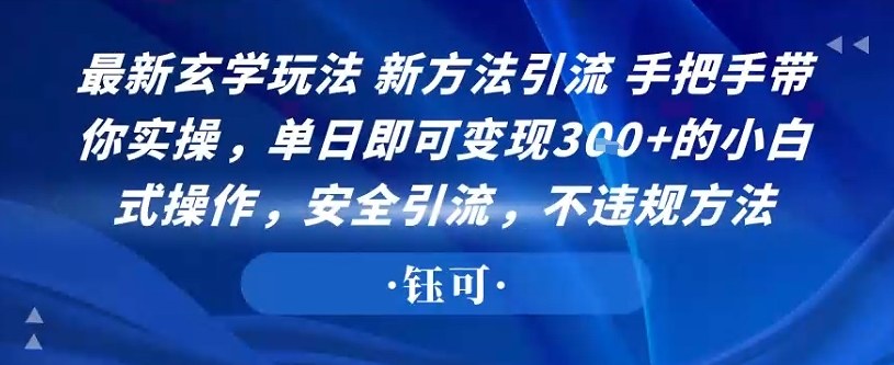 最新玄学玩法新方法引流手把手带你实操，单日即可变现3张+的小白式操作，安全引流，不违规方法-赚客网赚