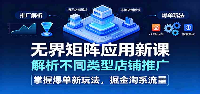 无界矩阵应用新课，解析不同类型店铺推广，掌握爆单新玩法，掘金淘系流量-赚客网赚