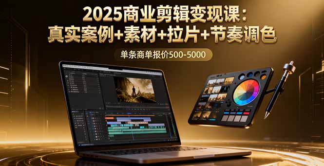 2025商业剪辑变现课:真实案例+素材+拉片+节奏调色,单条商单报价500-5000-赚客网赚