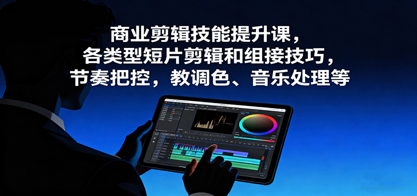 商业剪辑技能提升课，各类型短片剪辑和组接技巧，节奏把控，教调色、音乐处理等-赚客网赚