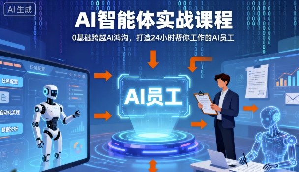 Ai智能体实战课程,0基础跨越Ai鸿沟,打造24小时帮你工作的Ai员工,打破常规,以实战定义Ai-赚客网赚
