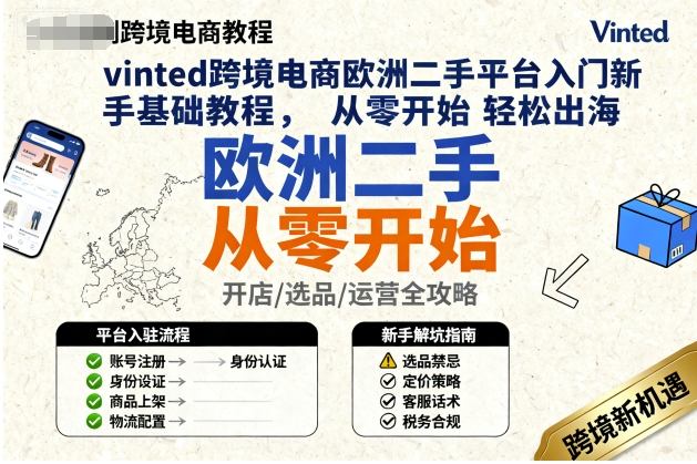 vinted跨境电商欧洲二手平台入门新手基础教程，从零开始轻松出海-赚客网赚