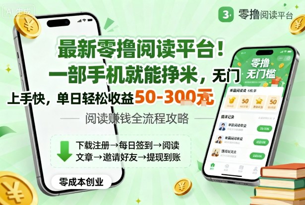 最新零撸阅读平台！一部手机就能挣米，无门槛上手快，单日轻松收益50-3张【揭秘】-赚客网赚