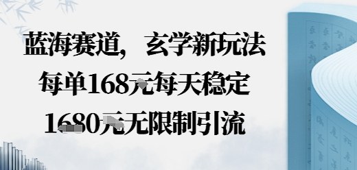 蓝海赛道，玄学新玩法每单168米，每天稳定多张收益，无限制引流可以过豆荚玩法-赚客网赚