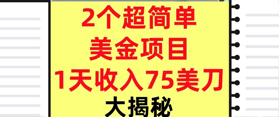 2个超简单美金项目，1天收入75美刀，3分钟学会，内部教程（大揭秘）-赚客网赚