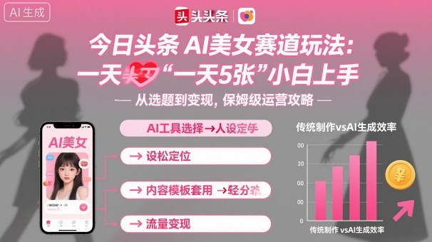 今日头条AI美女赛道玩法，一天轻松5张，小白轻松上手-赚客网赚