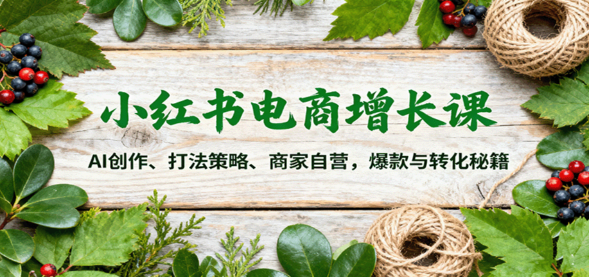 小红书电商增长课：AI创作、打法策略、商家自营，爆款与转化秘籍-赚客网赚