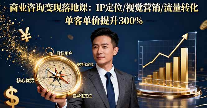 （16249期）商业咨询变现落地课：IP定位/视觉营销/流量转化，单客单价提升300%-赚客网赚