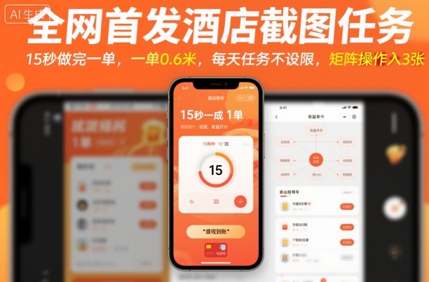 全网首发酒店截图任务，15秒做完一单，一单0.6米，每天任务不设限，矩阵操作日入3张【揭秘】-赚客网赚