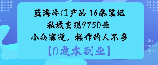 蓝海冷门产品：16条笔记私域变现9750米小众赛道，操作的人不多-赚客网赚