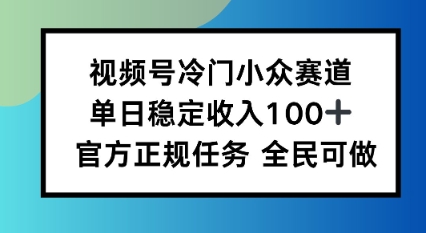 视频号小众赛道，单日稳定收入100+，适合所有人-赚客网赚
